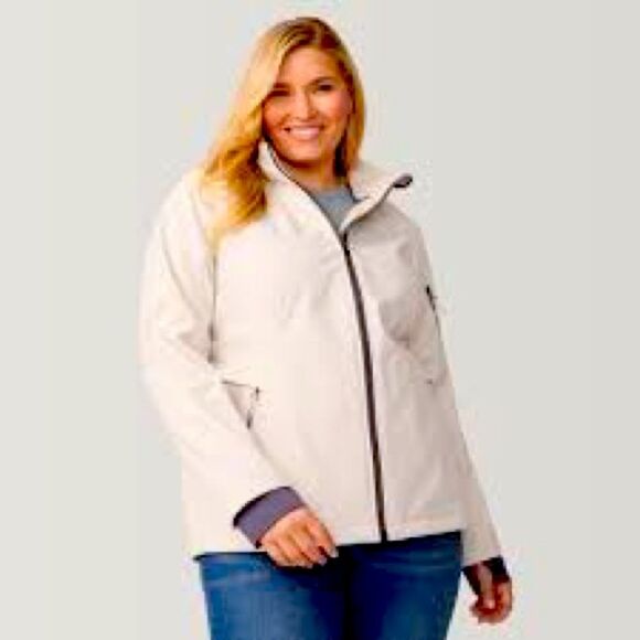 Free Country winter jacket in winter white fleece lined w/lots of pockets size L - Picture 1 of 10